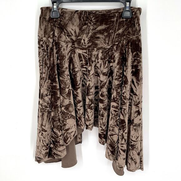 Urban Outfitters Silence + Noise Willa Crushed Velvet Skirt Brown Womens Sz XS - Picture 3 of 12